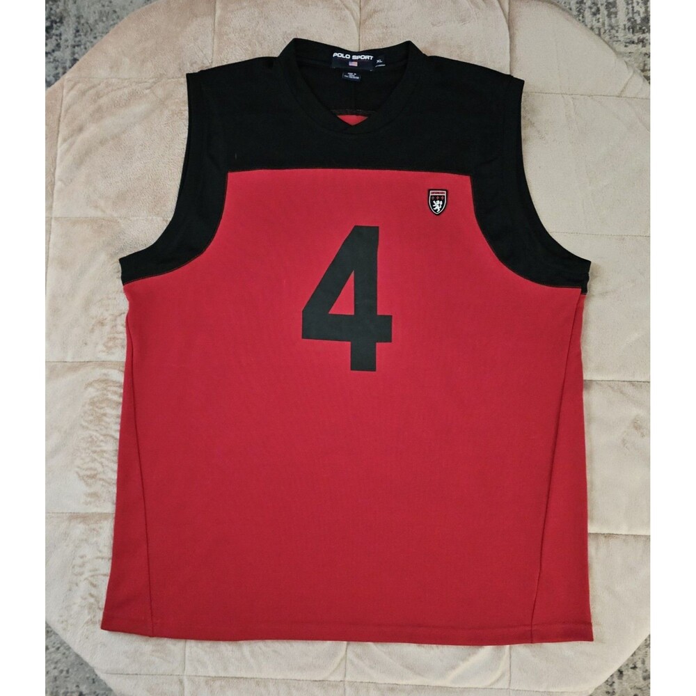 Vintage Polo Sport Ralph Lauren Performance Tank Top Mens XL Jersey #4 Athletic